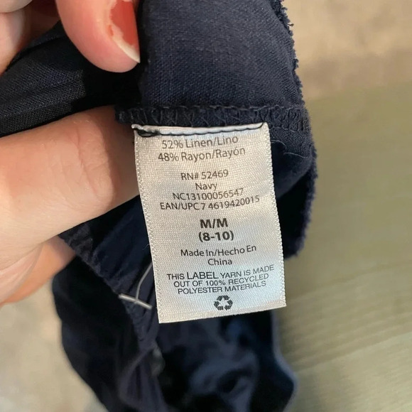 Needle & Cloth sz M navy blue linen drawstring casual pants jogger style - Picture 3 of 4